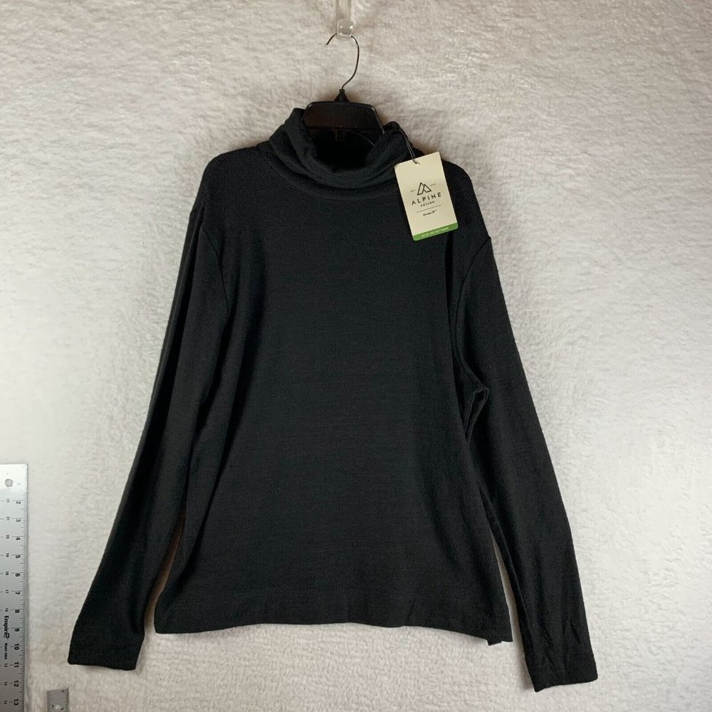 Alpine Design Sweater Women's XL Black Polyester Knit‎ Stretch Turtleneck 7216